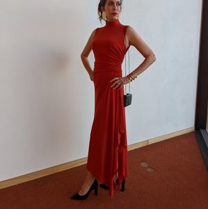 Halston Jersey Dress, Rust color. Size 6.